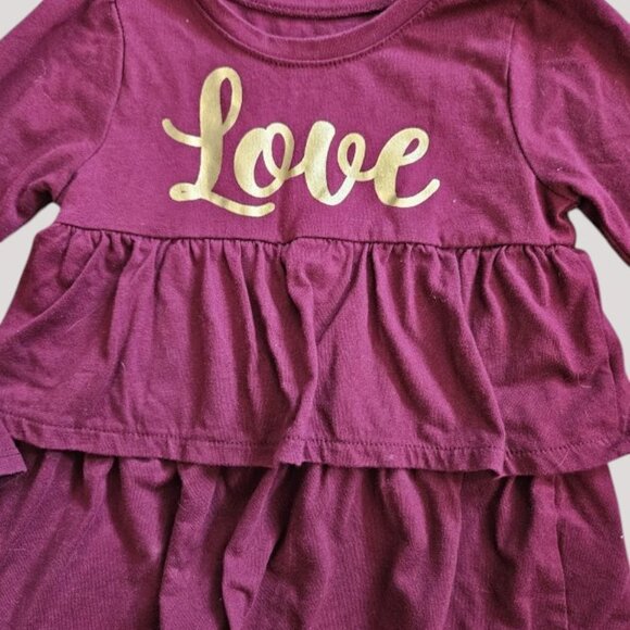 * GARANIMALS Deep Purple Ruffled LOVE Tunic Top Girls Size 3T - Picture 3 of 3
